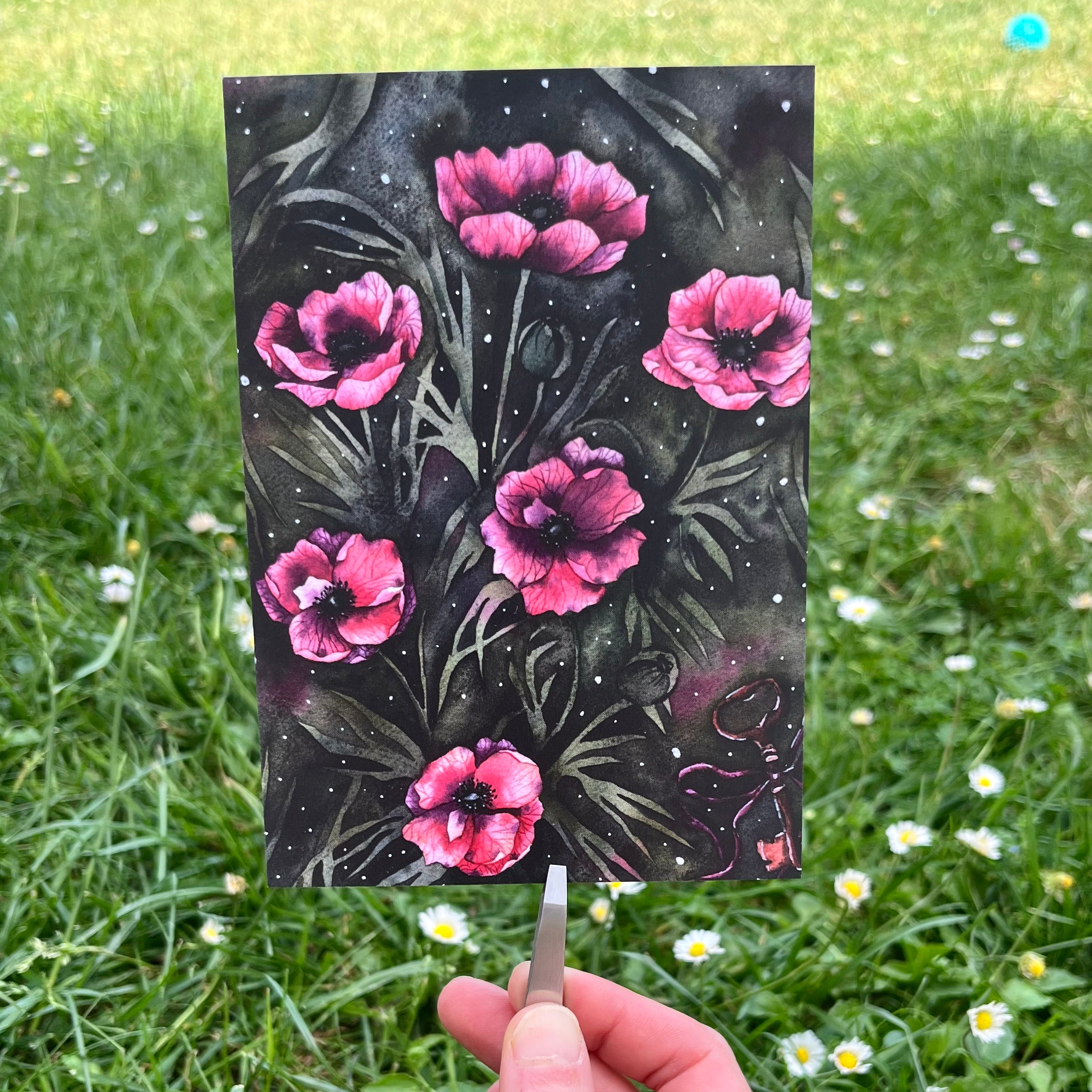 Mini print art jardin secret d'anémones aquarelle - Susanna Gallery