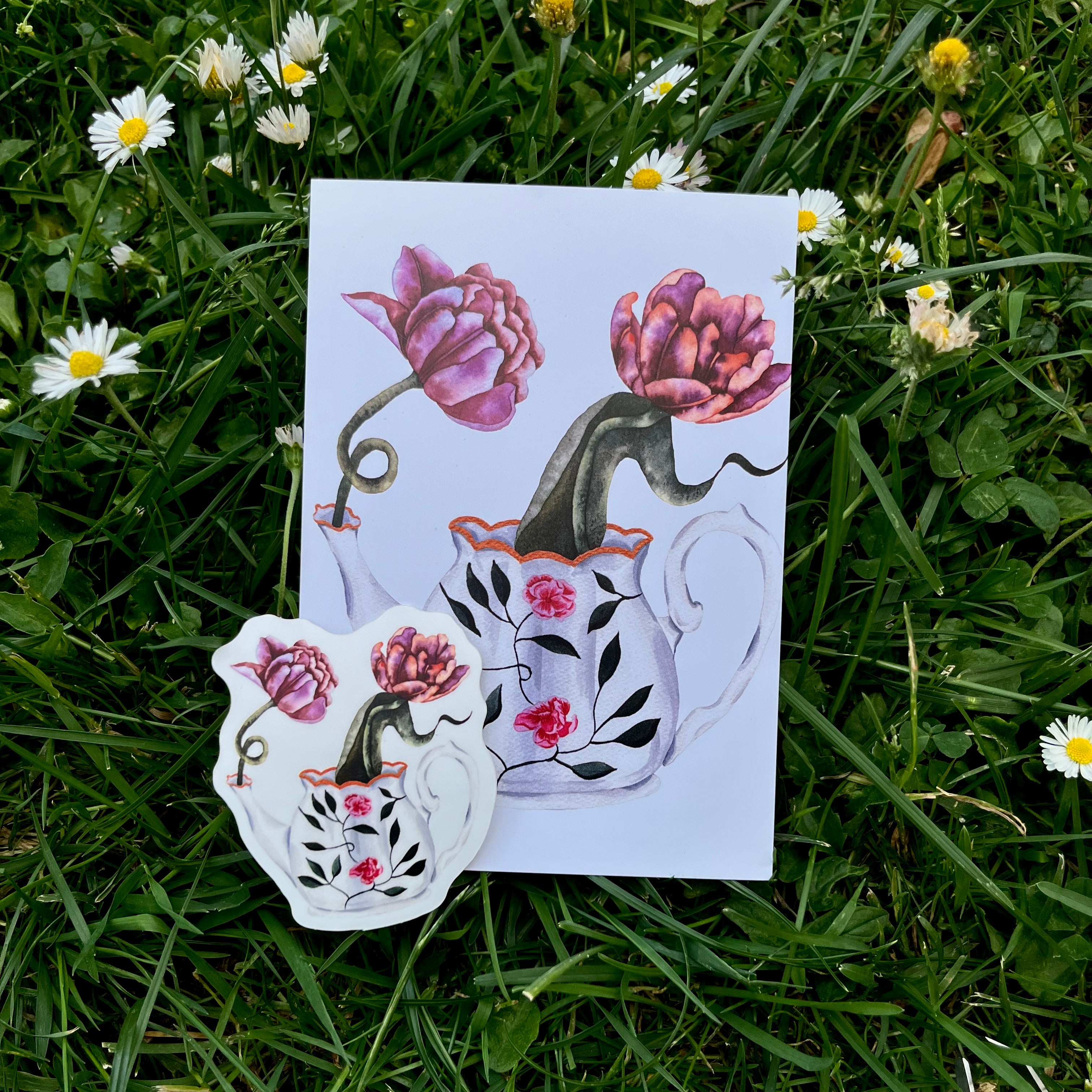 Stickers et mini print art tulipes aquarelle - Susanna Gallery
