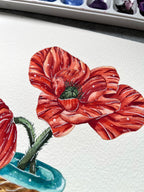 Impression artistique d'un coquelicot rouge dans un vase, illustration originale de Susanna Gallery