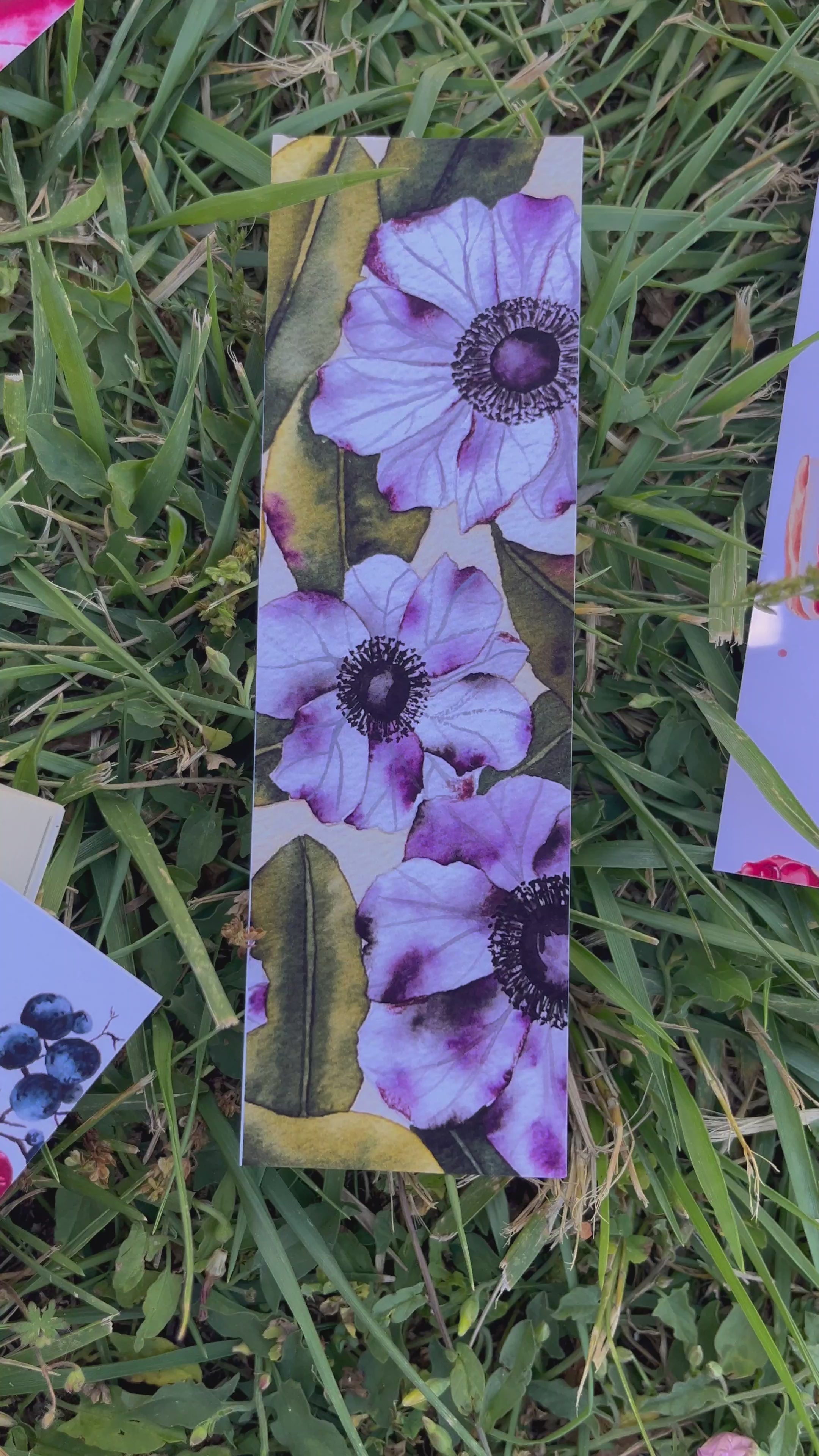Marque pages imprimé Composition florale et myrtilles